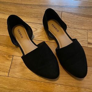 Torrid Black D’Orsay Flats Size 8W Faux Suede